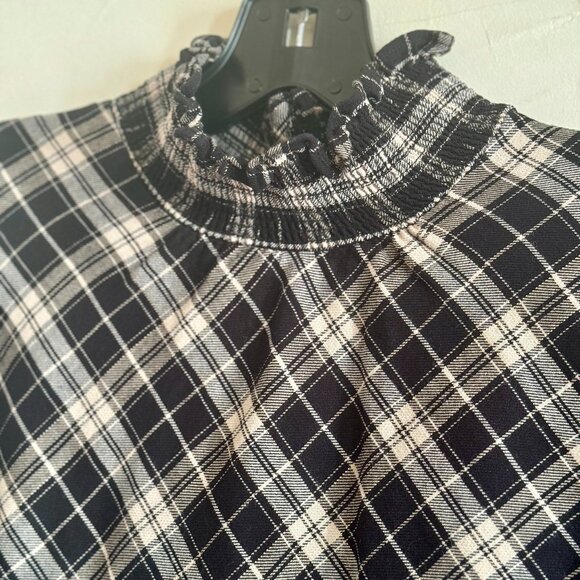 Veronica Beard Black and White Corbie Shirred Plaid Top size 6-8 - Picture 5 of 12